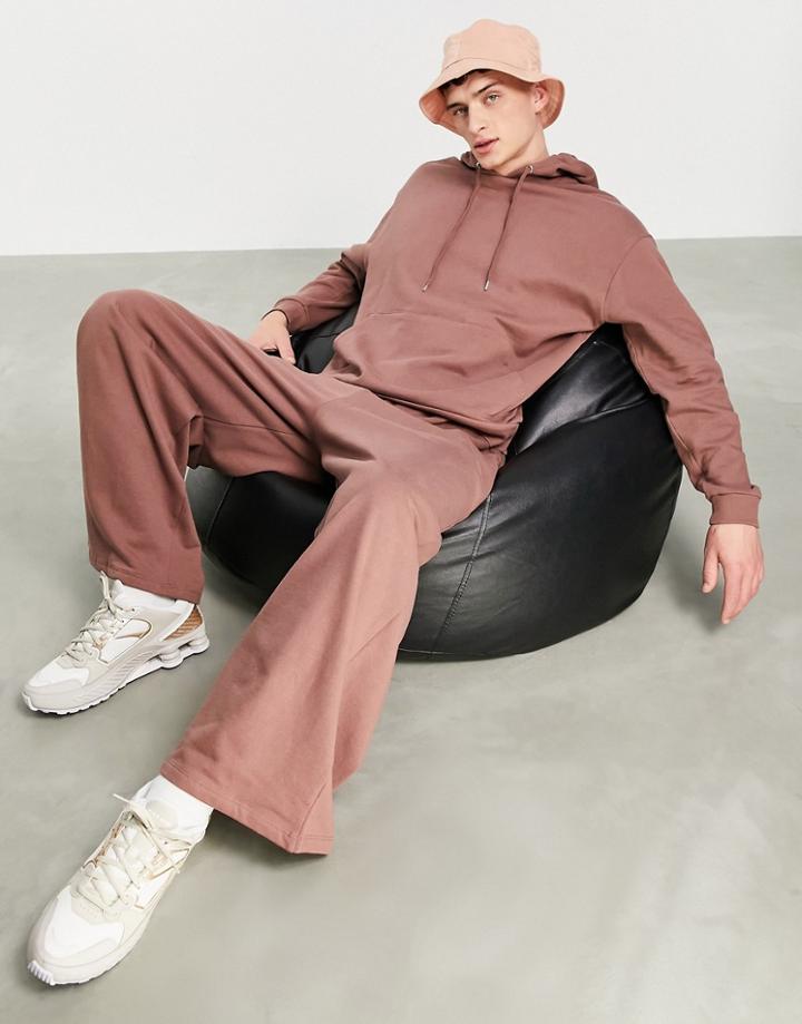 Asos Design Coordinating Oversized Hoodie In Washed Brown