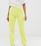 Asos Design Tall Florence Authentic Straight Leg Jeans In Neon Yellow Cord - Green