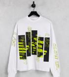 Asyou Long Sleeve Oversized T-shirt With Spliced Glow Up Print In White