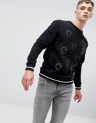 Cavalli Class Sweatshirt In Black With Repeat Snake Print
