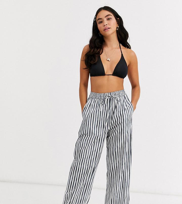 Glamorous Exclusive Beach Pants In Gray Stripe