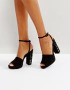 New Look Embellished Heel Platform Sandal - Black