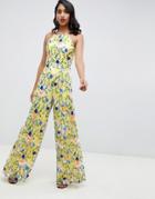 Asos Edition Floral Embroidered Halter Jumpsuit - Multi