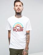 Poler T-shirt With Large Rainbow Logo - White