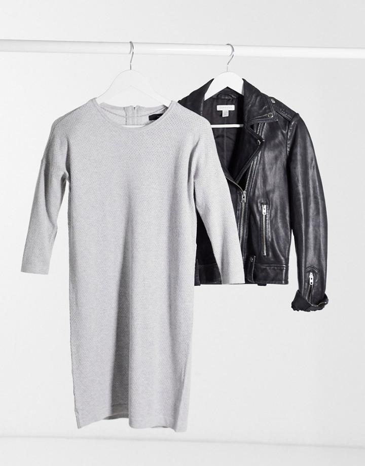 Vero Moda Round Neck Sweater Dress In Gray-grey