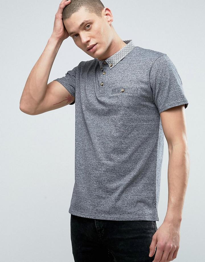 Threadbare Printed Collar Polo - Gray