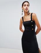 Boohoo Button Down Midi Dress - Black