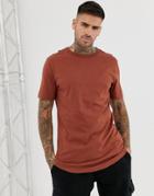 River Island T-shirt With Curve Hem In Light Brown-tan