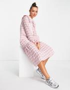 Lost Ink Double Collar Tie Neck Smock Dress In Pink
