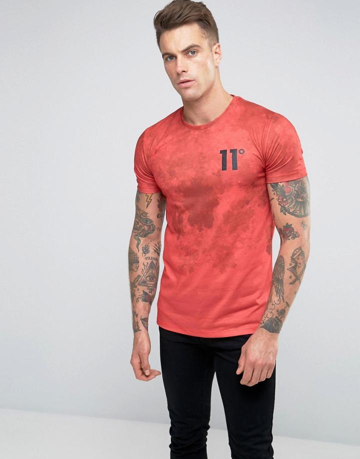 11 Degrees T-shirt With Cloud Print - Red
