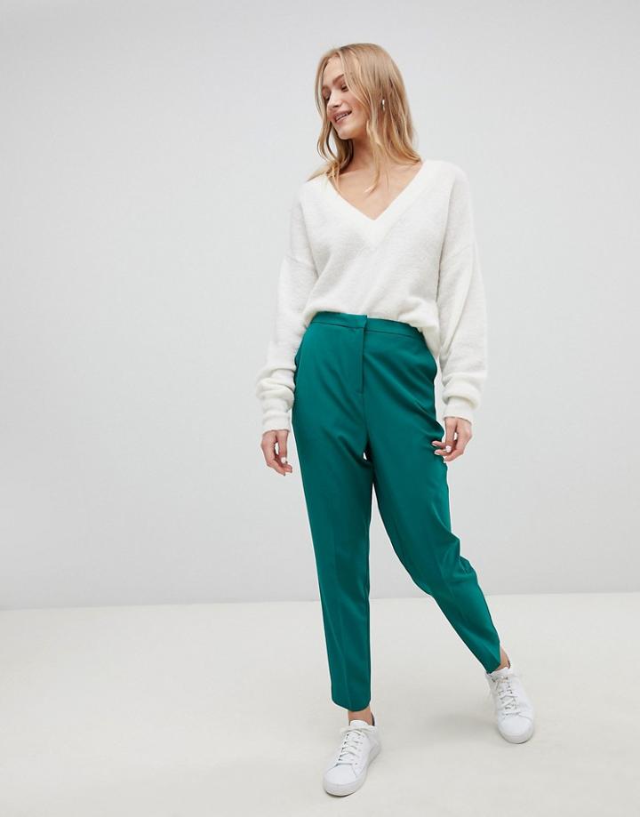 Asos Design Cigarette Pants In Pop Green