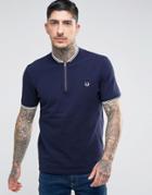 Fred Perry Slim Fit Polo With Bomber Neck & Zip In Navy - Navy