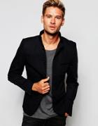 Selected Homme Mandarin Collar Blazer In Skinny Fit - Navy
