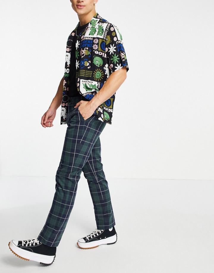 Farah Elm Check Tapered Fit Pants-blues