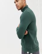 Pull & Bear Sweatshirt With Turtleneck In Green - Green