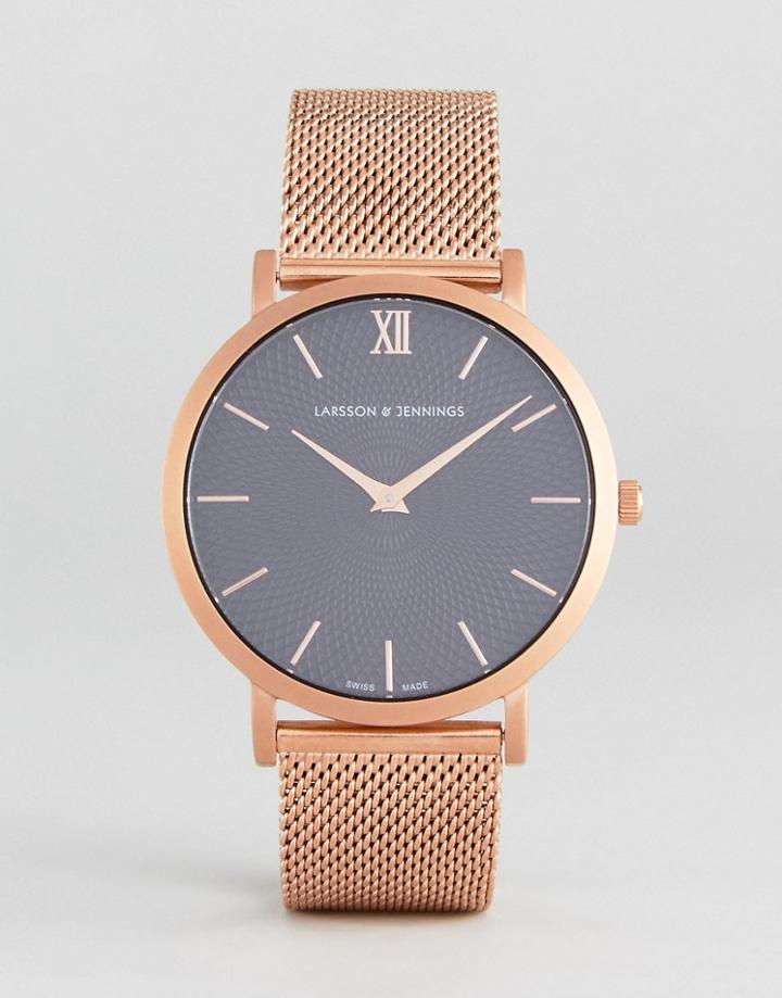 Larsson & Jennings Lgn40 Lugano & Norse Sloane Mesh Watch In Rose Gold - Gold