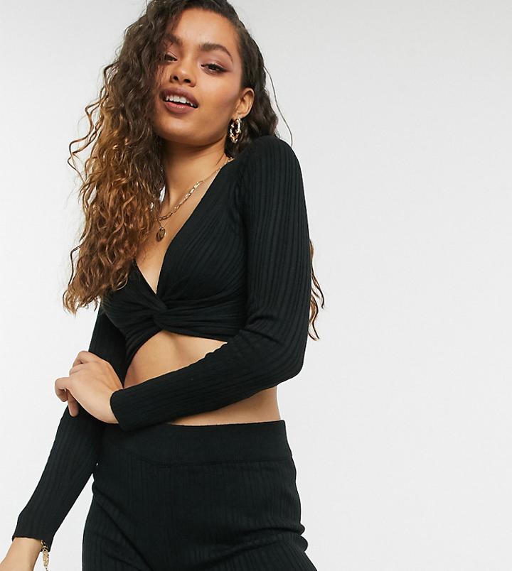Asos Design Petite Sweater With Twist Back Detail In Black