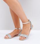 Asos Farina Wide Fit Embellished Flat Sandals - Multi