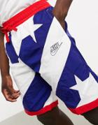 Nike Basketball Throwback Shorts In Stars And Stripes Print-multi