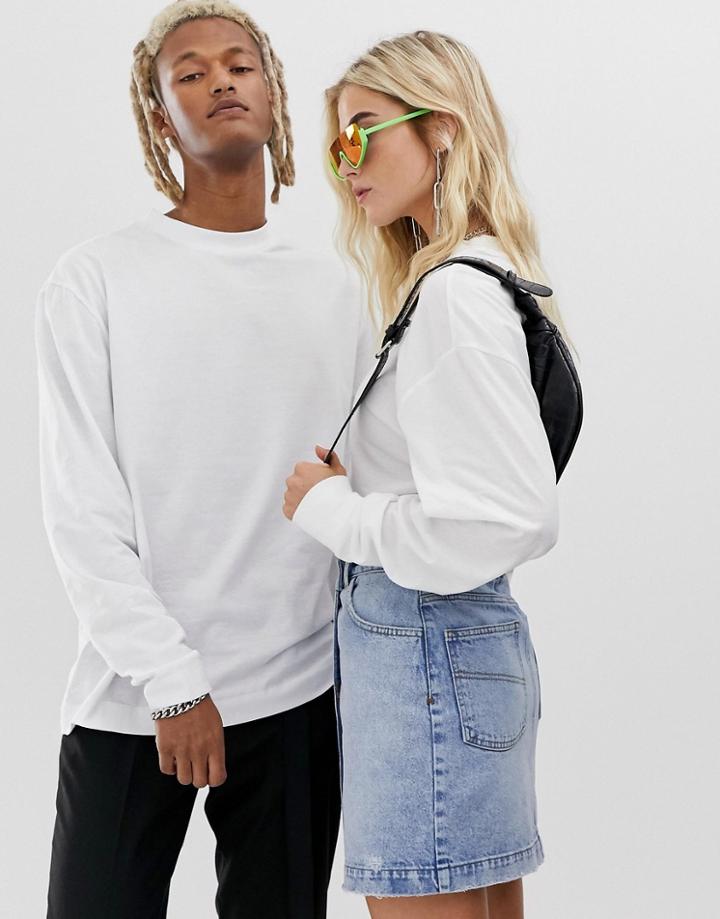 Collusion Unisex Long Sleeve T-shirt In White - White