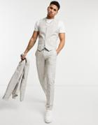Asos Design Wedding Skinny Suit Pants In Stone Crosshatch-neutral