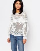 Warehouse Mixed Lace Top - Ivory