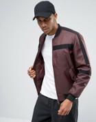 Asos Bomber With Tape Detail In Burgundy - Red