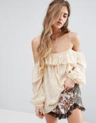 Honey Punch Cami Top With Frill Detail - Cream