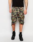 G-star Cargo Shorts Rovic Loose Fit Green All Over Camo Print