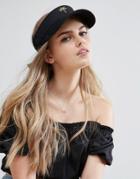 Asos Black Twill Visor With Palm Tree Embroidery - Black