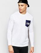 G-star Long Sleeve Top Garain Crewneck Raw Camo Pocket In White - White