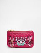 Love Moschino Quilted Clutch Bag With Embroidery - Fuschia