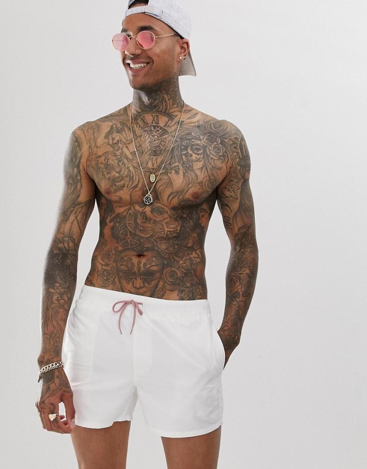 Asos Design Swim Shorts In Shorts In White Short Length