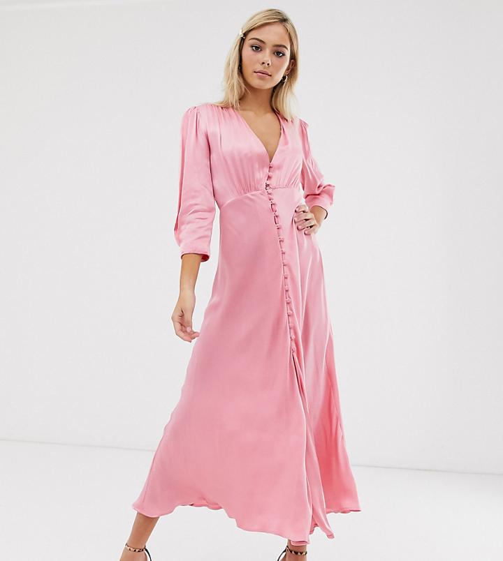 Ghost Exclusive Maddison Button Front Satin Midi Dress