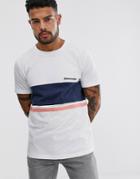 Abercrombie & Fitch Chest Logo Stripe T-shirt In Navy/white