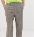 Collusion Smart Check Pants In Skater Fit-brown