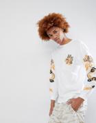 Maharishi Dragon Arm Embroidered Long Sleeve T-shirt - White