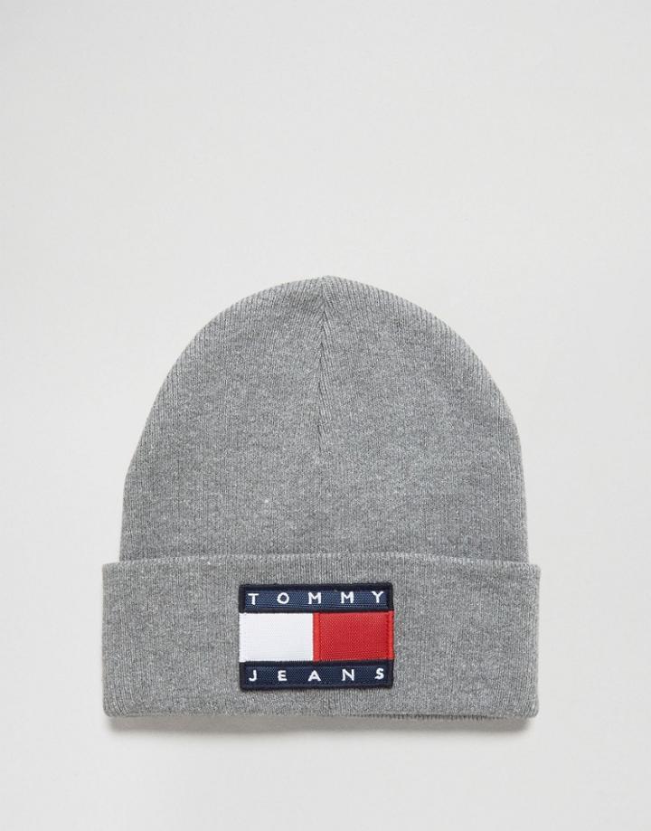 Tommy Jeans 90s Knit Beanie In Gray Marl - Gray
