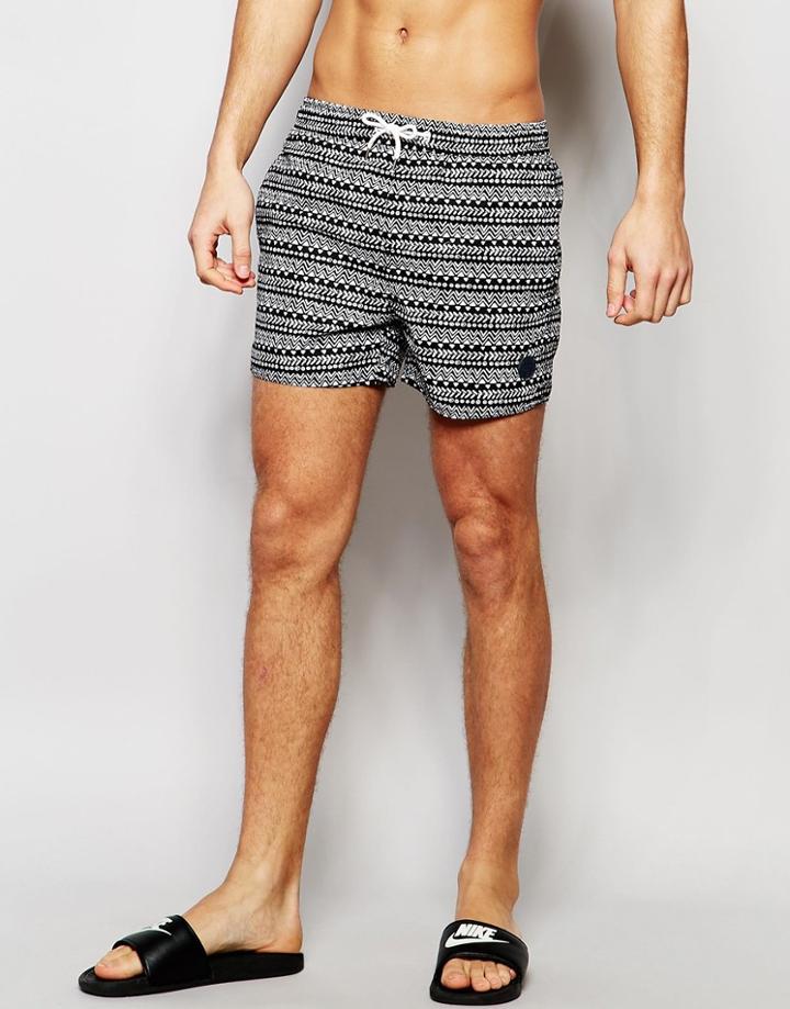 Native Youth Mono Pattern Swim Shorts - Black