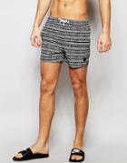 Native Youth Mono Pattern Swim Shorts - Black