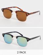 Svnx Two Pack Classic Sunglasses In Brown And Blue-multi