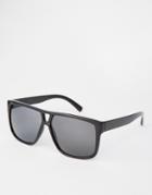 Asos Flatbrow Sunglasses In Black With Cut Out Nose Detail - Black