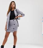 Missguided Two-piece Mini Skirt In Blue Check - Multi