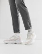 Asos Design Sneakers In White Mesh With Chunky Sole