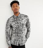 Twisted Tailor Tall Skinny Fit Shirt In Silver Foil Print - Silver