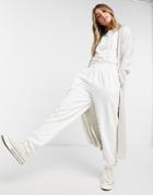 New Look Ribbed Coordinating Maxi Cardigan In Oatmeal-white