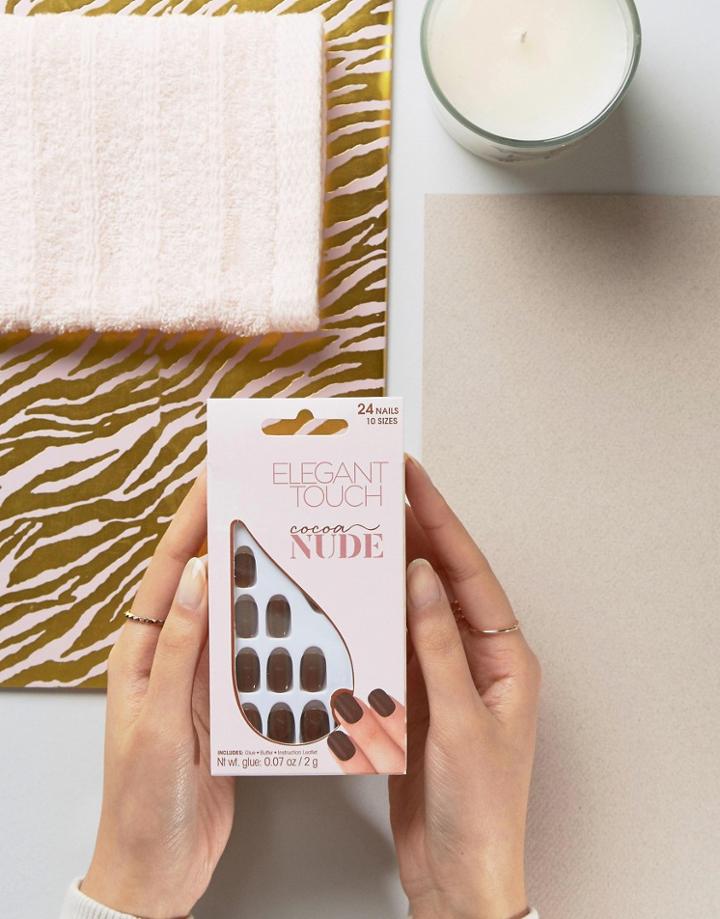 Elegant Touch Nude Collection Squoval Gloss Nails - Brown