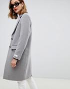 Gianni Feraud Slim Tailored Coat With Contrast Collar - Gray