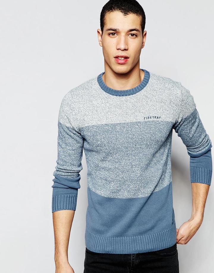 Firetrap Stripe Knitted Sweater - Blue