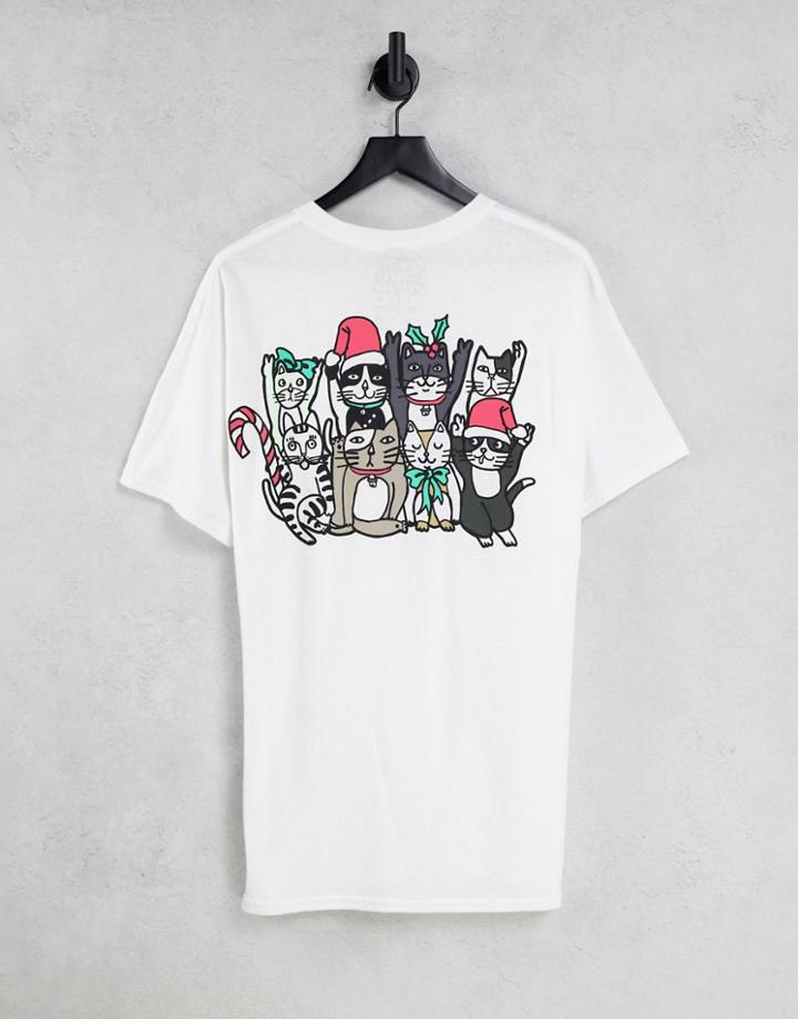 New Love Club Christmas Cat Gang T-shirt-white